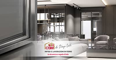 Infissi in acciaio satinato, inox e brunito di CSM Infissi Roma.